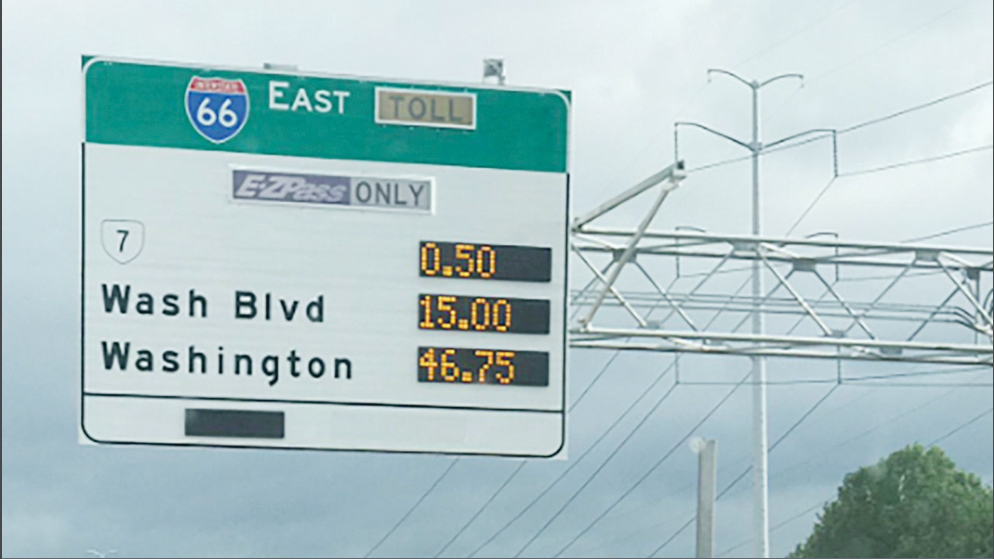 Peaje en autopista de Virginia casi en los 50 dólares